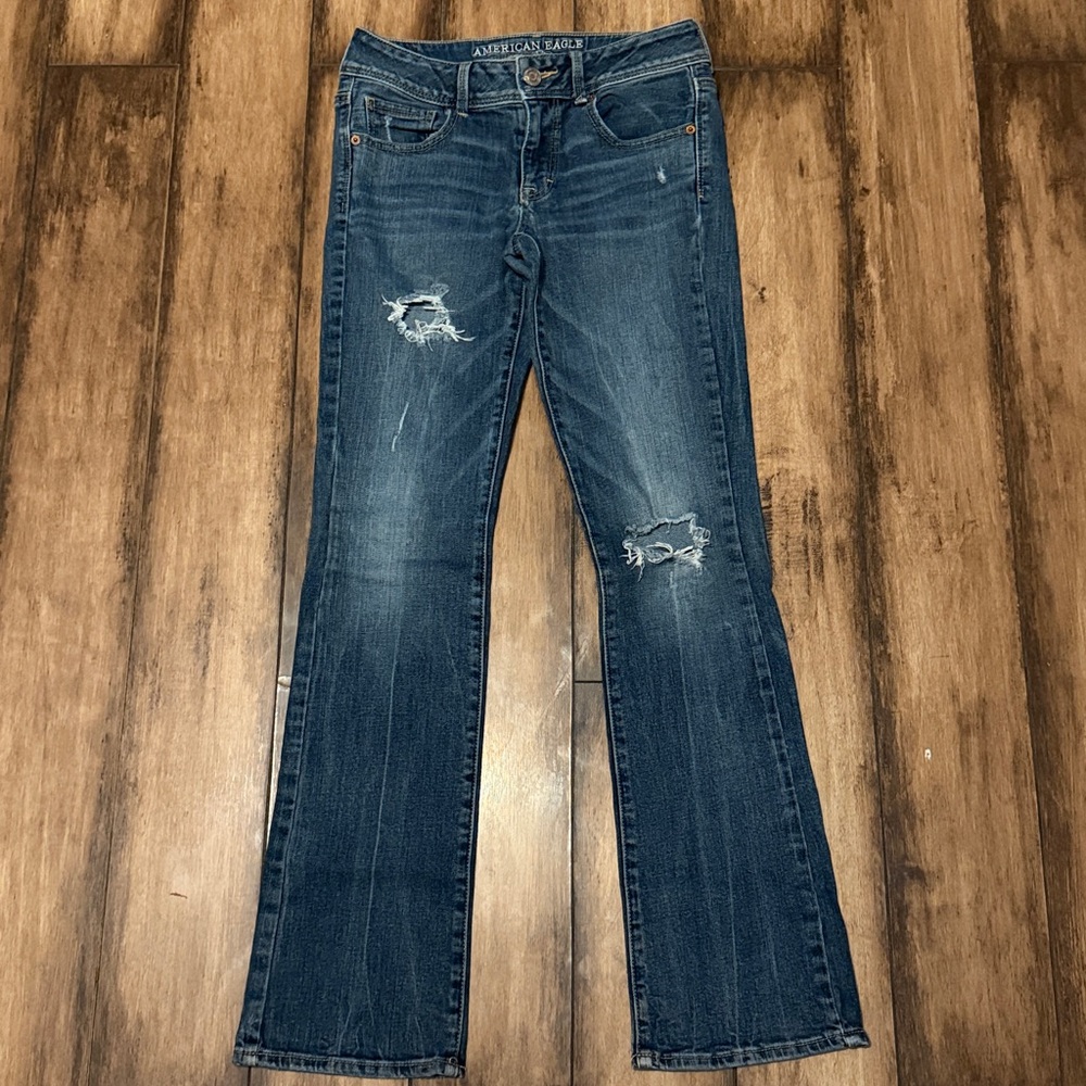 American Eagle Outfitters Kick Boot Blue Jeans